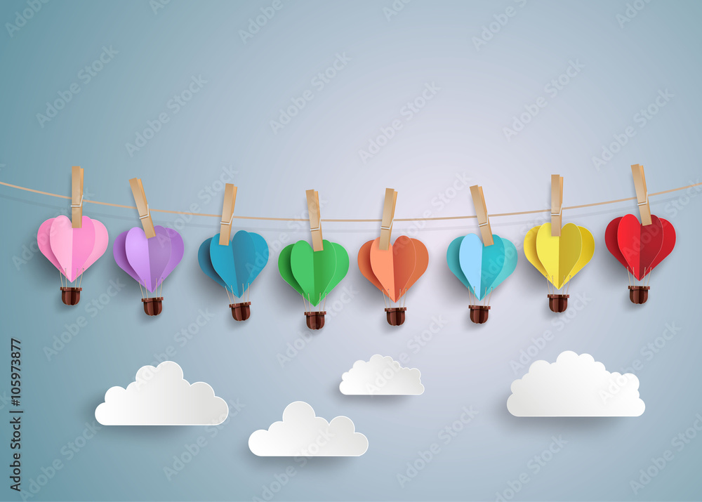 hot air balloon in a heart shape. hot air balloon in a heart shape.