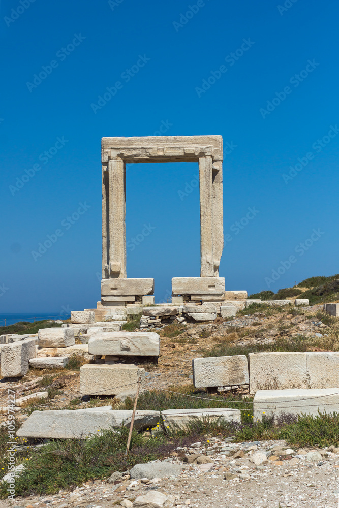 Landscape of Portara, Apollo Temple Entrance, Naxos Island, Cyclades, Greece