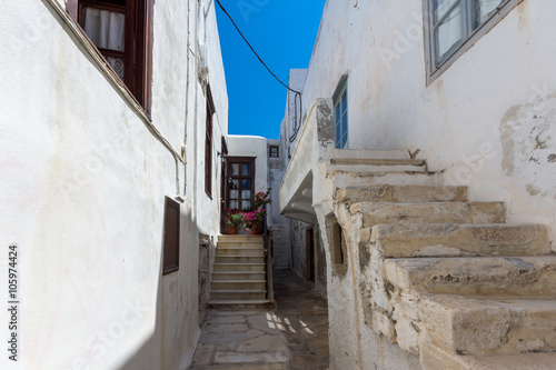 Medieval houses in the fortress in Chora town, Naxos Island, Cyclades, Greece
