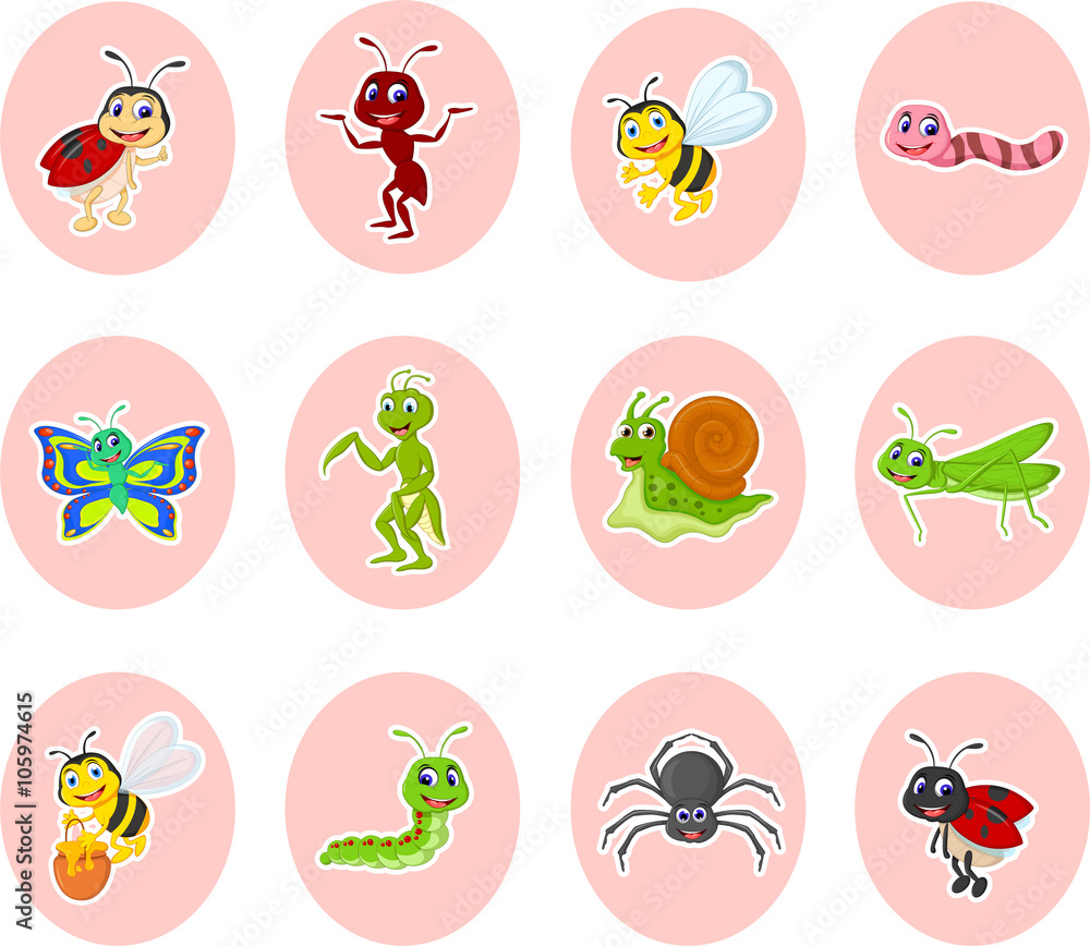 cute cartoon insect animal stickers