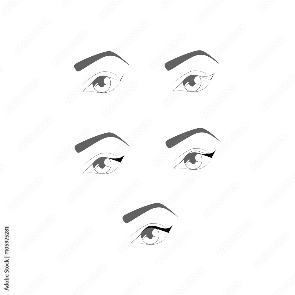 Eye makeup tutorial. eyeliner on the eyes. Eye makeup tutorial. eyeliner on the eyes.