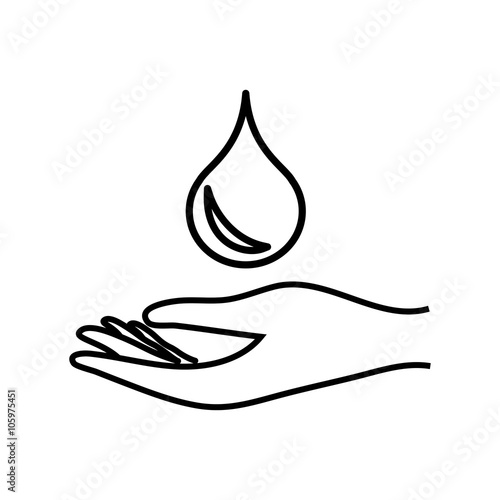 hand with drop thin line icon