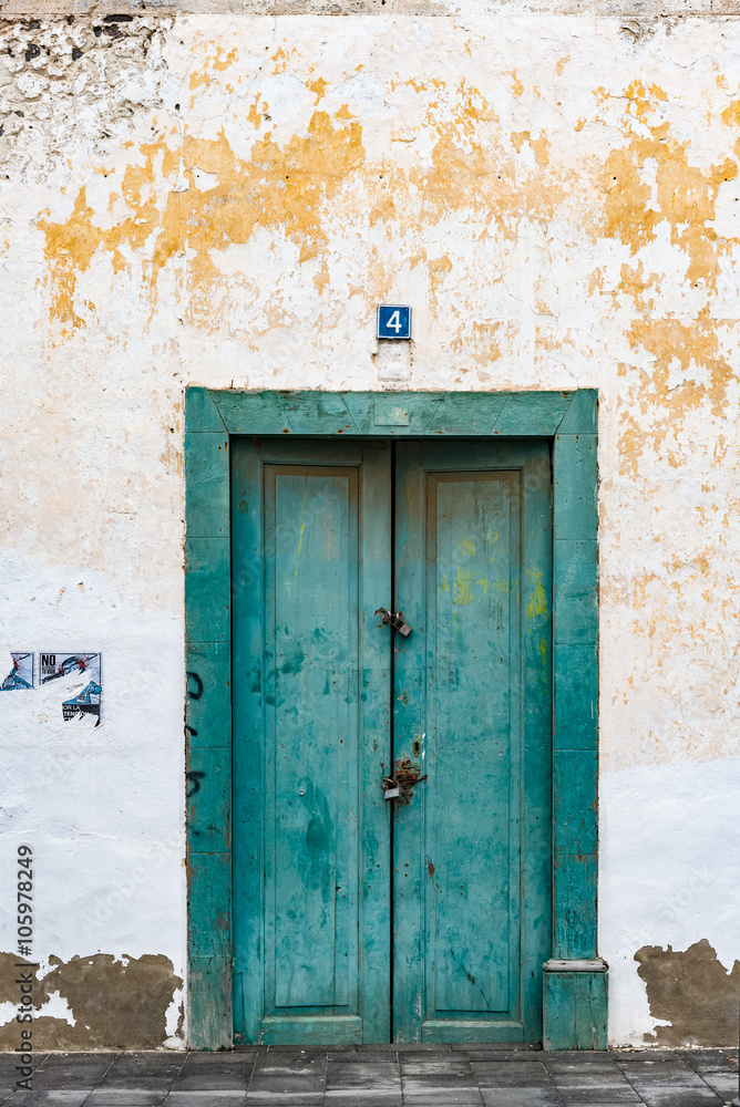 Aged and ancient entrance door on Lanzarote island
