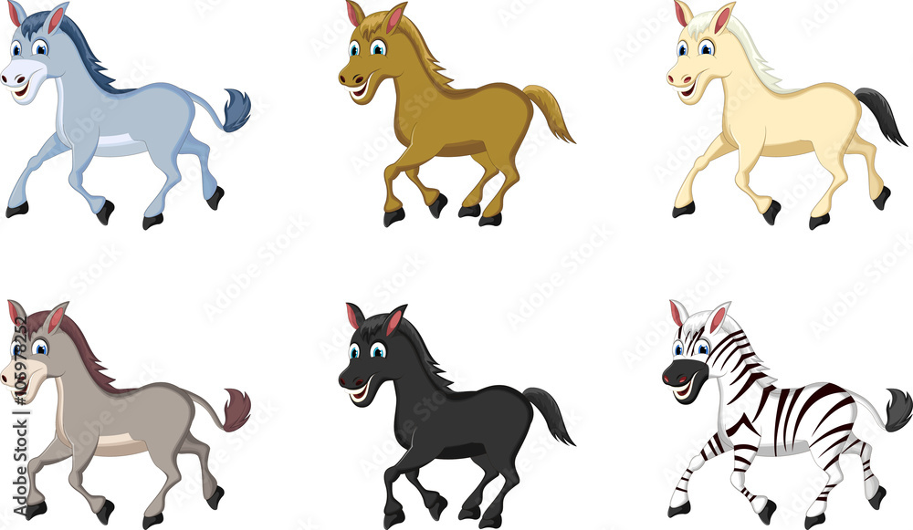 set of horse cartoon