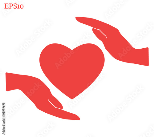 Heart in hand icon on white background. Vector illustration