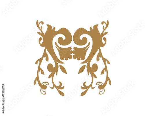 Gold Damask Ornamental Floral Logo 