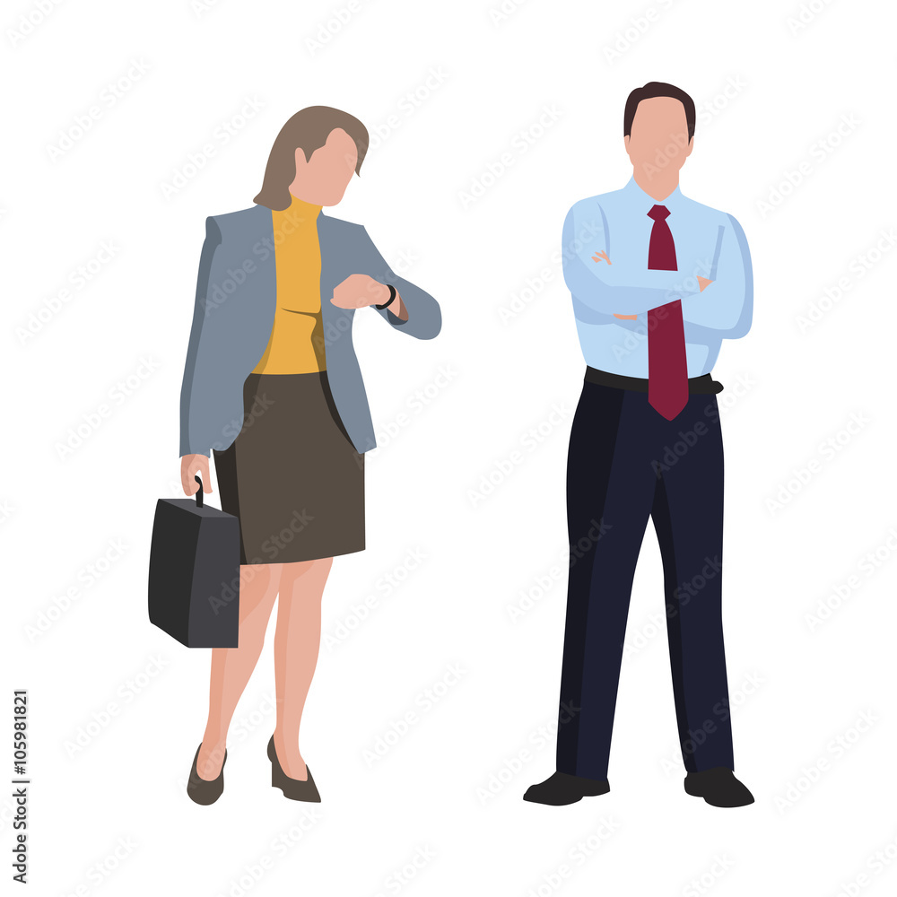 Businessman and Businesswoman isolated on white, vector Businessman and Businesswoman isolated on white, vector