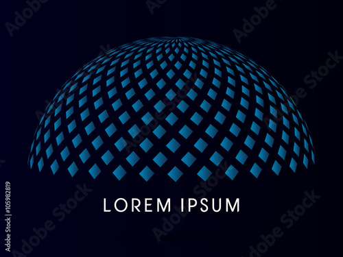 Fototapete Abstract Building, dome, designed using blue square geometric shape