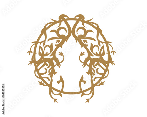 Gold Damask Ornamental Floral Logo 
