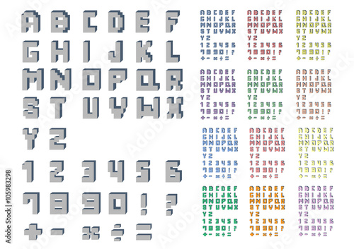 Collection pixel font ; Vector Illustration