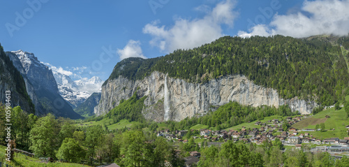 Panorama of Lauterbrunnen valley in the Bernese Alps, Switzerland