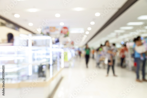 Blurred defocused background of generic supermarket people walki