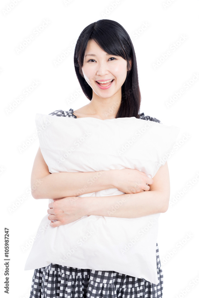 枕を抱いた女性 枕を抱いた女性