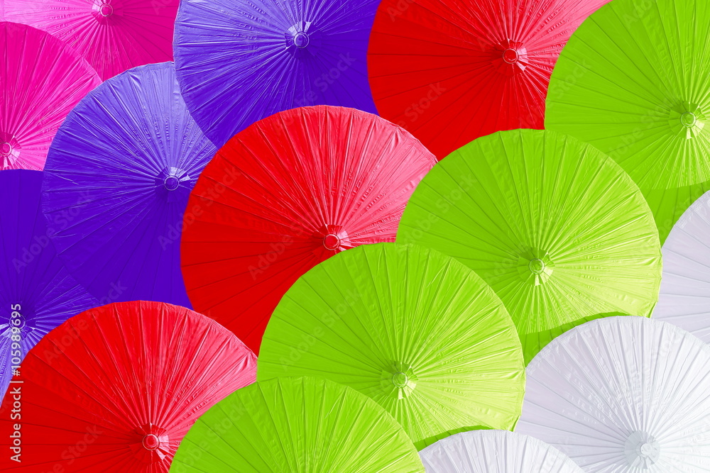 Close up colorful of umbrellas.