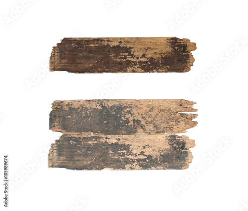 Old plank of wood isolated on white background