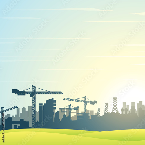 Modern City Skyline. Buildings Construction