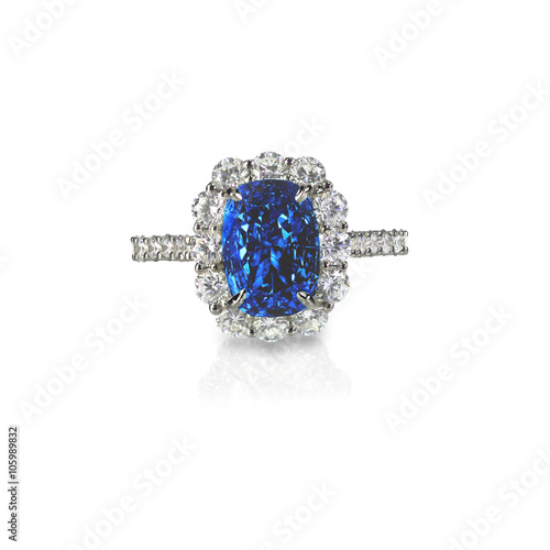 Beautiful sapphire and diamond wedding engagement ring gemstone center stone