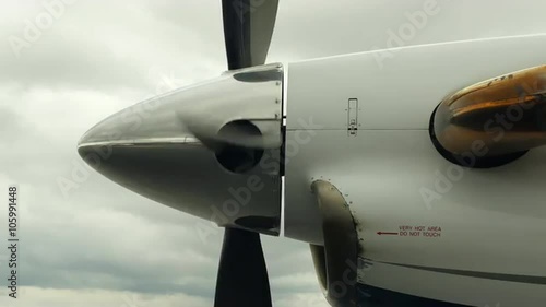 Airplane Propeller Spinning Up Wide from Side, 4K UHD