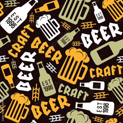 Craft beer brewery seamless pattern