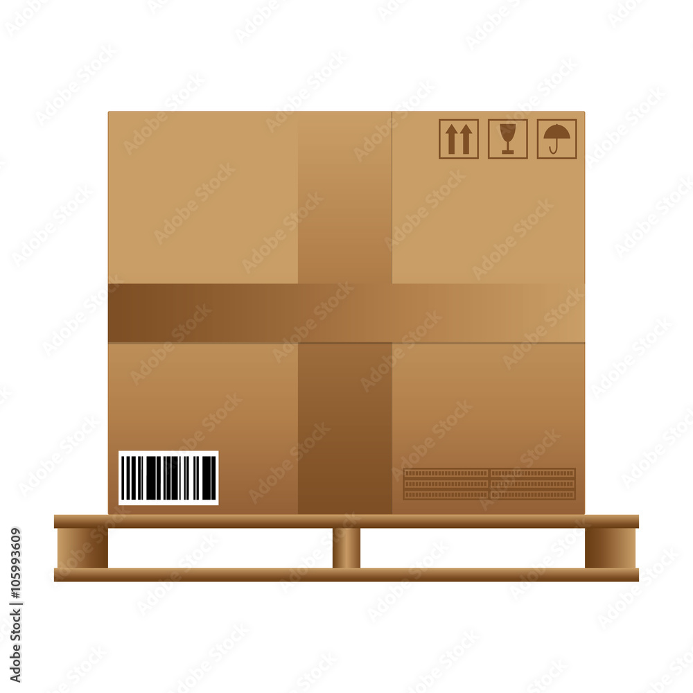 Brown carton box wooden pallet Brown carton box wooden pallet