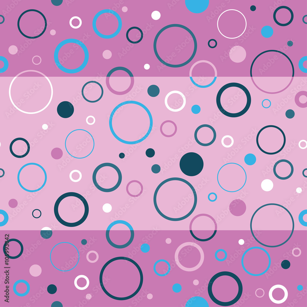 Seamless vector decorative background with circles and polka dots