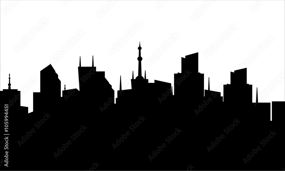 Silhouette of the city center