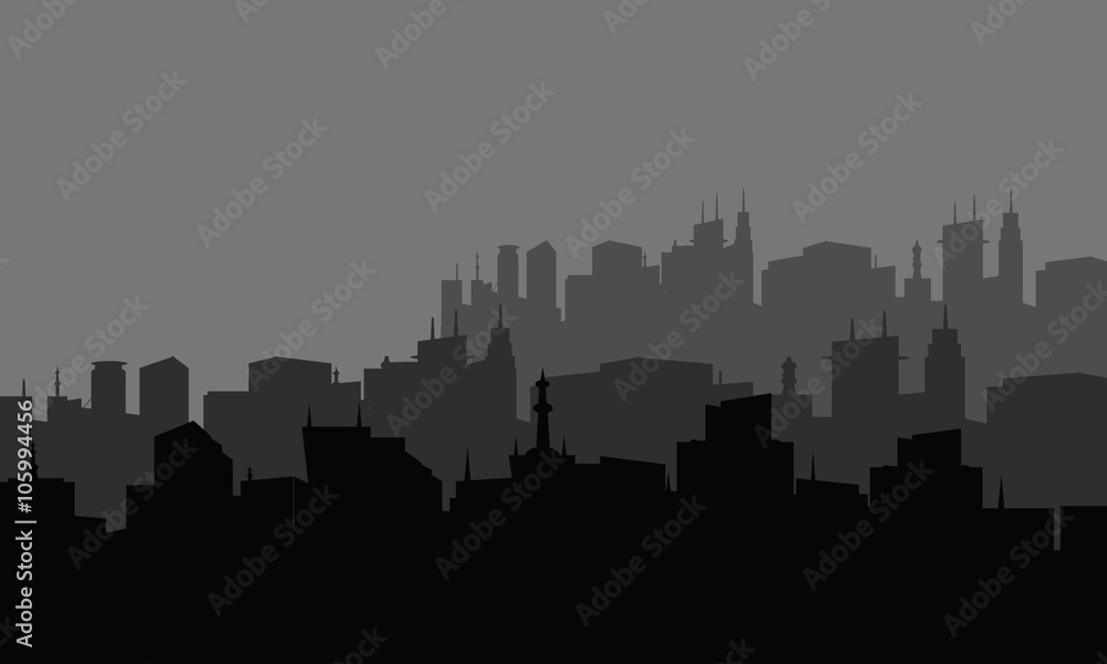 Silhouette of the city in the highlands