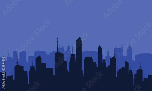 Silhouettes of many buildings