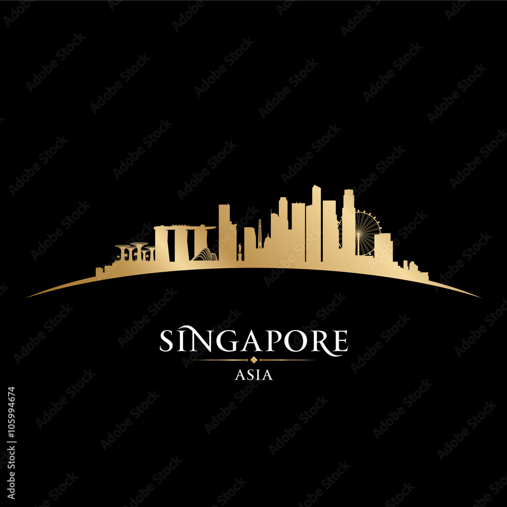 Fototapeta premium Singapore city skyline silhouette black background