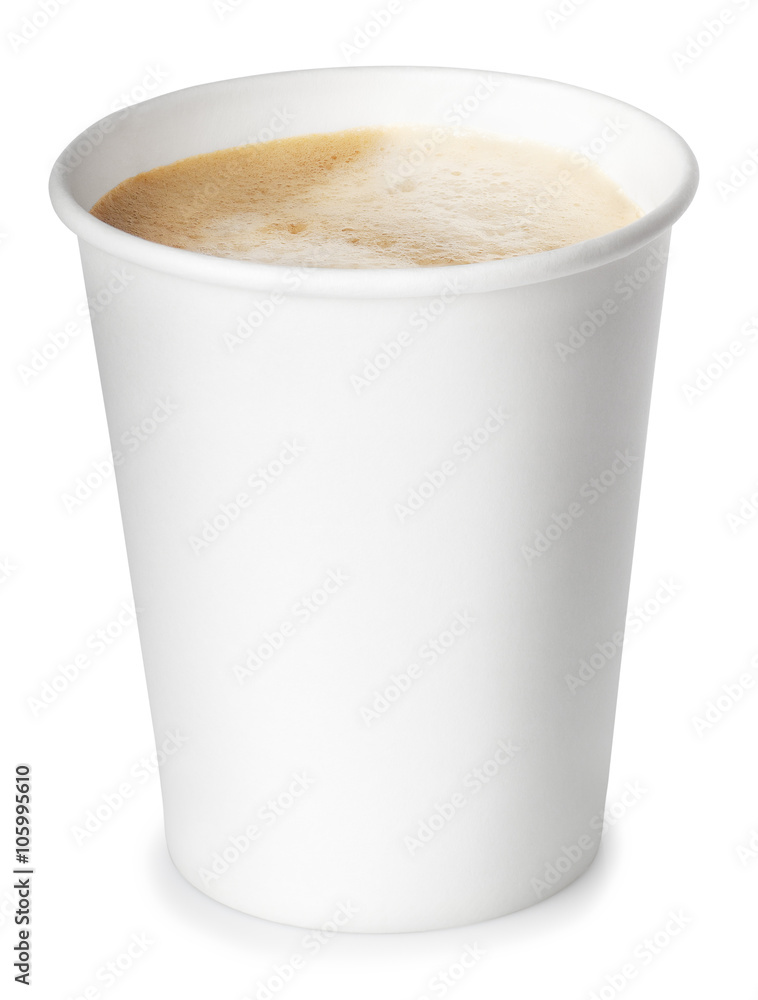 Paper cup of coffee isolated on white background with clipping p Paper cup of coffee isolated on white background with clipping p