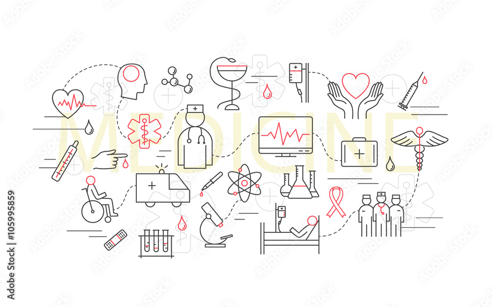 Modern of thin linear concept on a theme medicine. Modern of thin linear concept on a theme medicine.