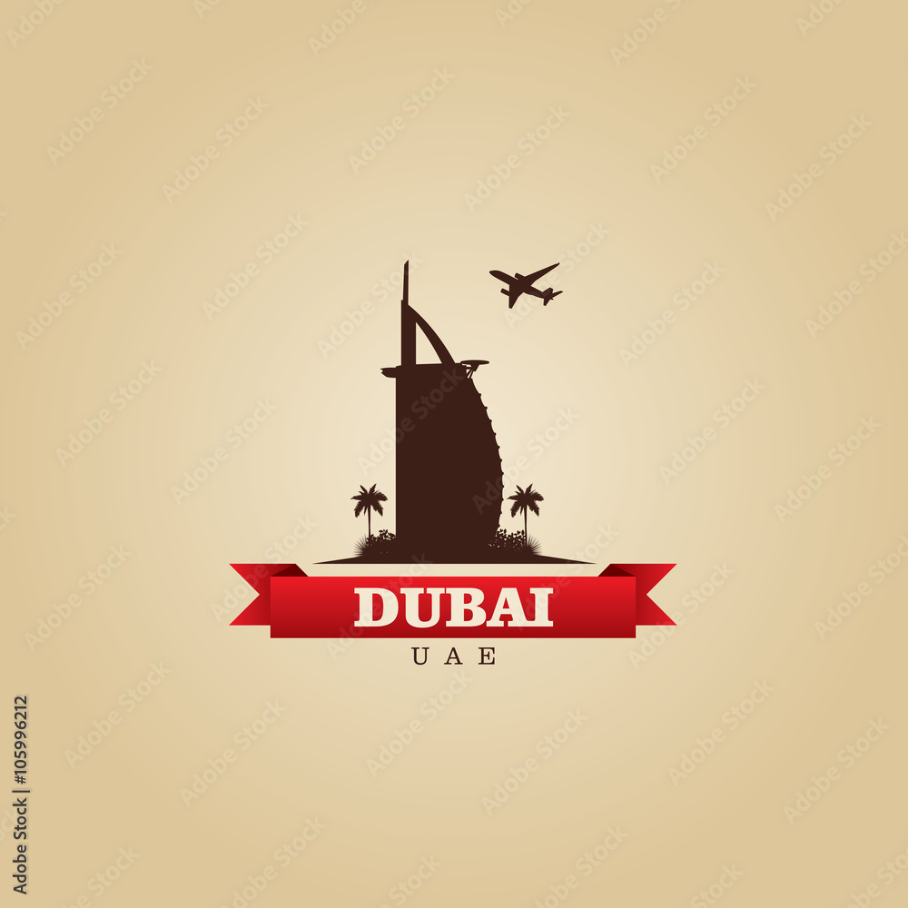 Obraz premium Dubai UAE city symbol vector illustration