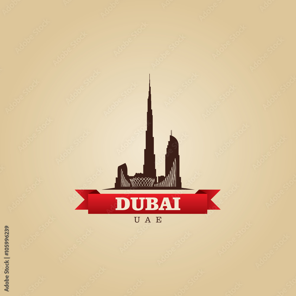 Dubai UAE city symbol vector illustration
