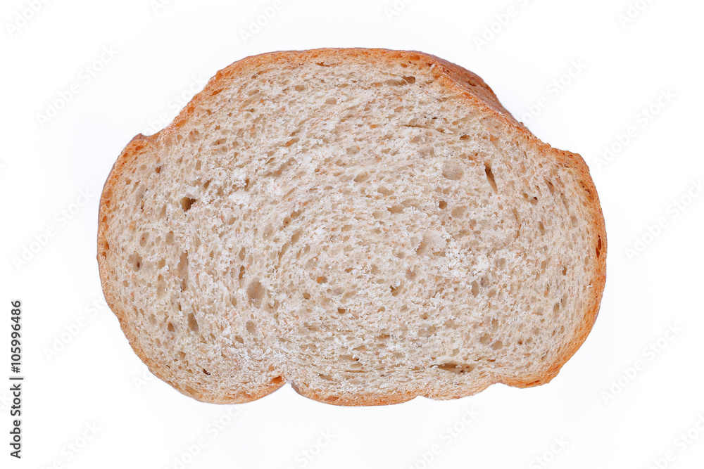 Sliced whole wheat bread isolated on white