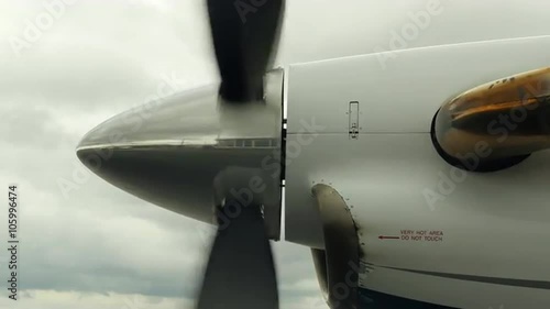 Airplane Propeller Spinning Down Wide from Side, 4K UHD