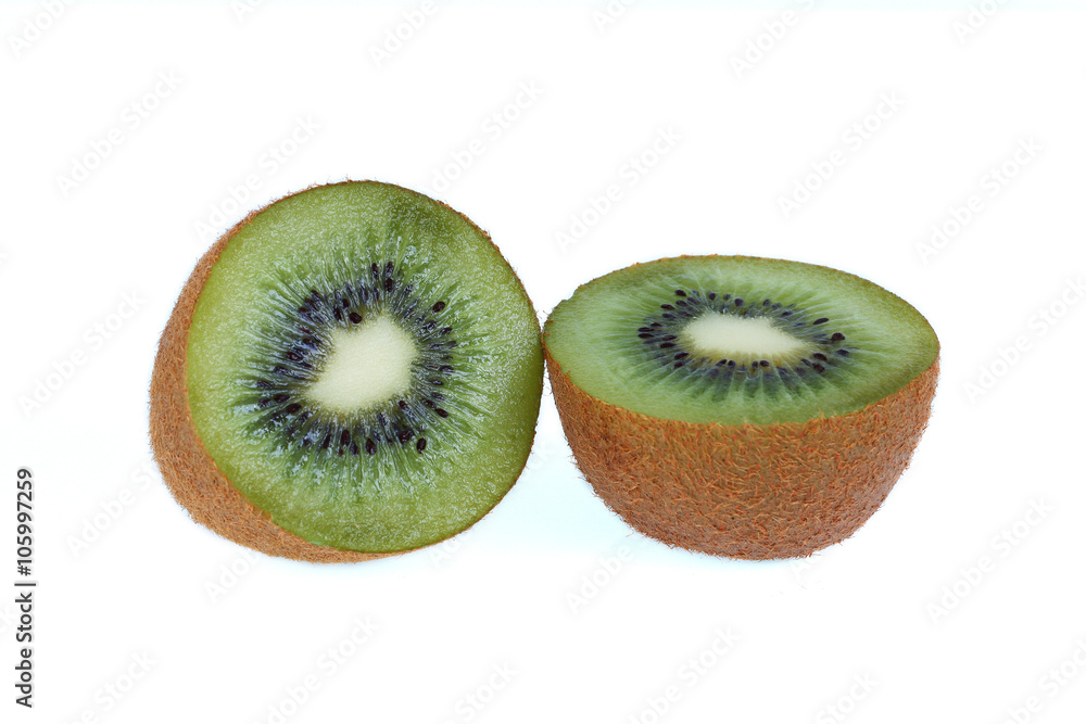 Half sliced kiwi isolated on white Half sliced kiwi isolated on white