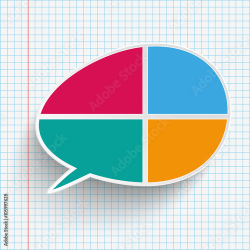 Colored Bevel Speech Bubble 4 Options Checked Paper PiAd