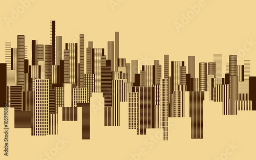 a two colors graphical abstract urban landscape wallpaper in sepia