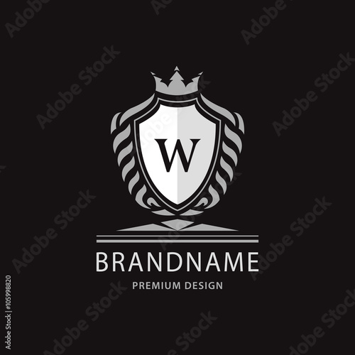 Luxury Vintage logo. Business sign, label, Letter emblem W for badge, crest, Restaurant, Royalty, Boutique brand, Hotel, Heraldic, Jewelery, Fashion, Real estate, Resort, tattoo, Auctions. Vector