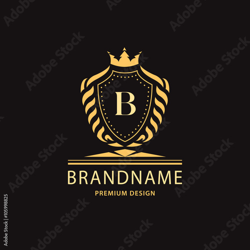 Luxury Vintage logo. Business sign, label, Letter emblem B for badge, crest, Restaurant, Royalty, Boutique brand, Hotel, Heraldic, Jewelery, Fashion, Real estate, Resort, tattoo, Auctions. Vector