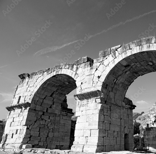 old construction column    and the roman temple history pamukkal photo