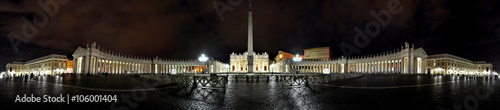 Panorama of Saint Peter square at night. Piazza San Pietro, Vati
