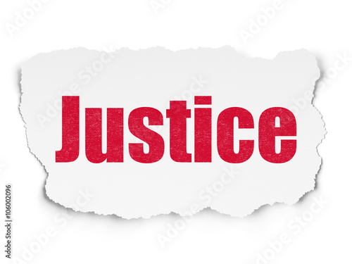 Law concept: Justice on Torn Paper background