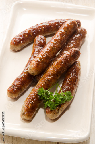 grilled sausages on a plate
