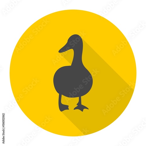 The silhouette of a goose icon with long shadow