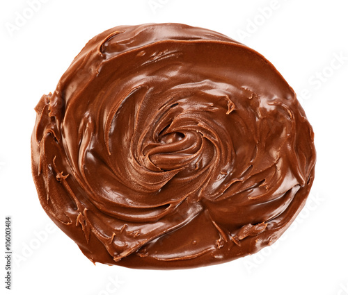 Chocolate butter isolated on white background.