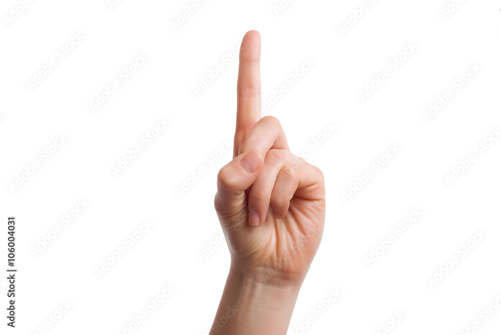 Isolated hand shows the number one. Attention please concept Isolated hand shows the number one. Attention please concept