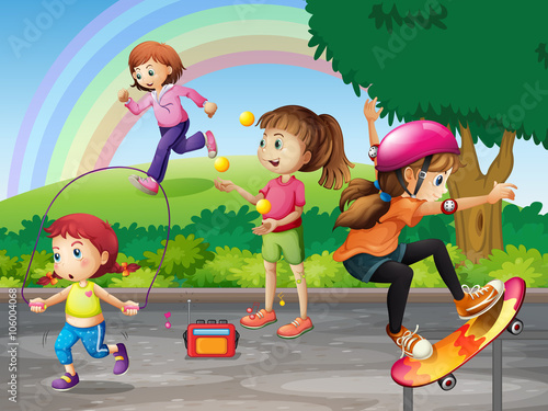 Kids doing activities in the park