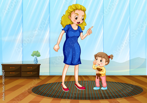 Mother teaching her child a lesson