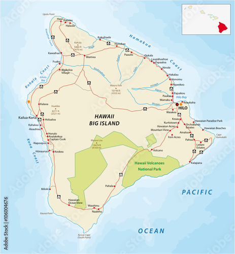 Big Island, hawaii, road map